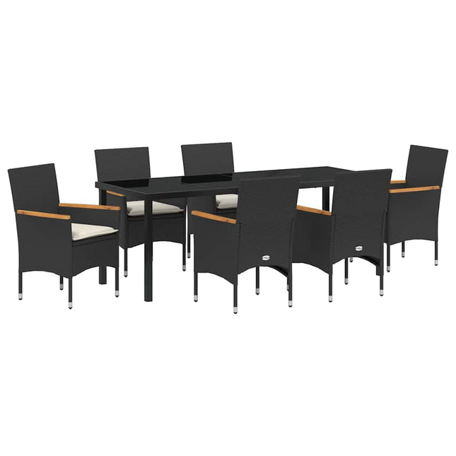 Have Spisebordssæt 7 stk. Sort polyrattan