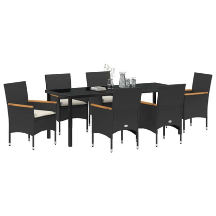 Have Spisebordssæt med pude 7 pcs Sort polyrattan