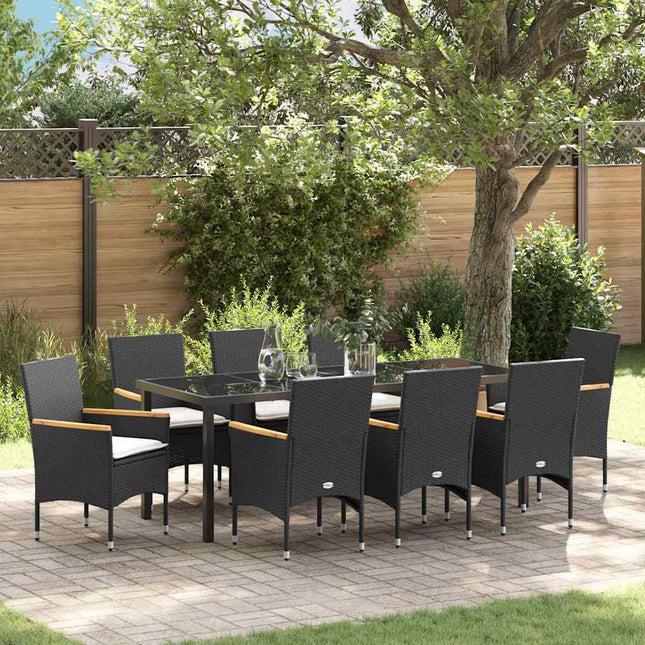 Have Spisebordssæt 9 stk. Sort polyrattan