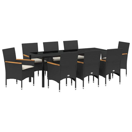 Have Spisebordssæt med pude 9 pcs Sort polyrattan