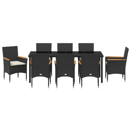 Have Spisebordssæt med pude 9 pcs Sort polyrattan