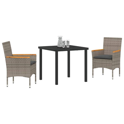 Have Spisebordssæt med pude 3 pcs Grå polyrattan
