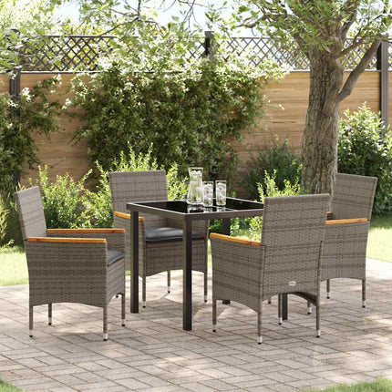 Have Spisebordssæt med pude 5 pcs Grå polyrattan