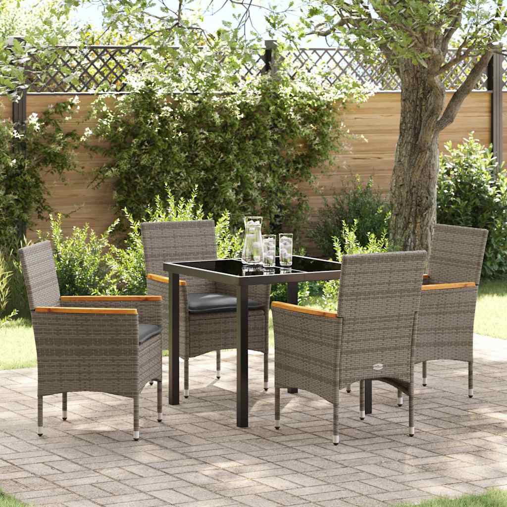 Have Spisebordssæt med pude 5 pcs Grå polyrattan