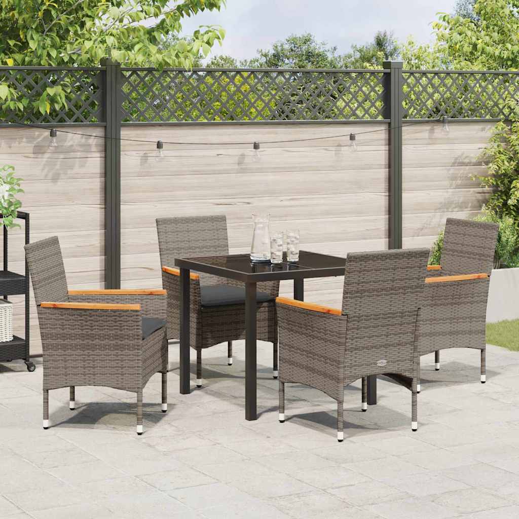 Have Spisebordssæt med pude 5 pcs Grå polyrattan