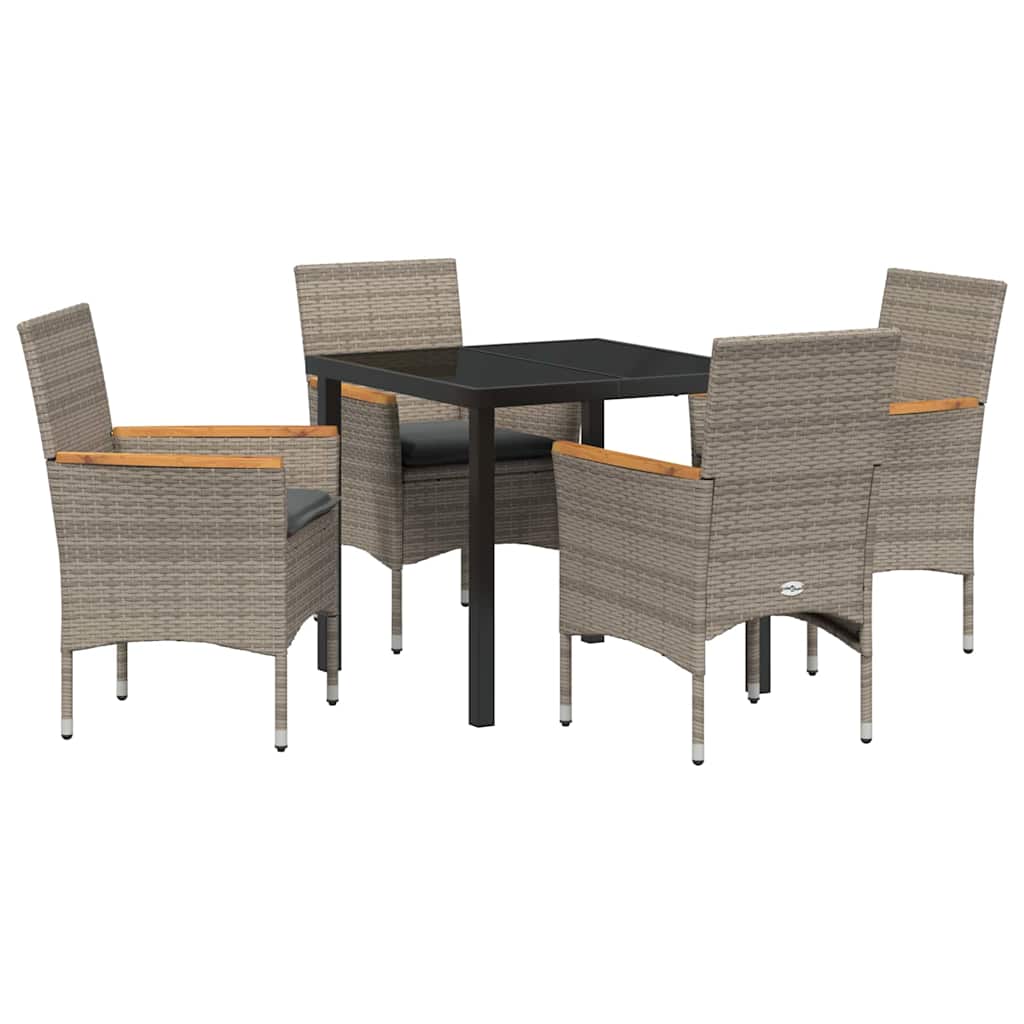 Have Spisebordssæt med pude 5 pcs Grå polyrattan