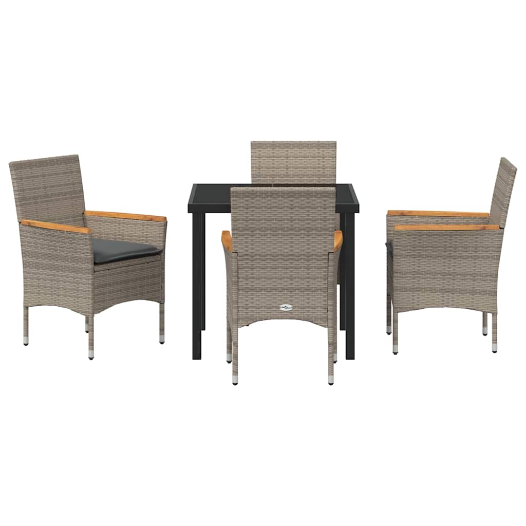 Have Spisebordssæt med pude 5 pcs Grå polyrattan