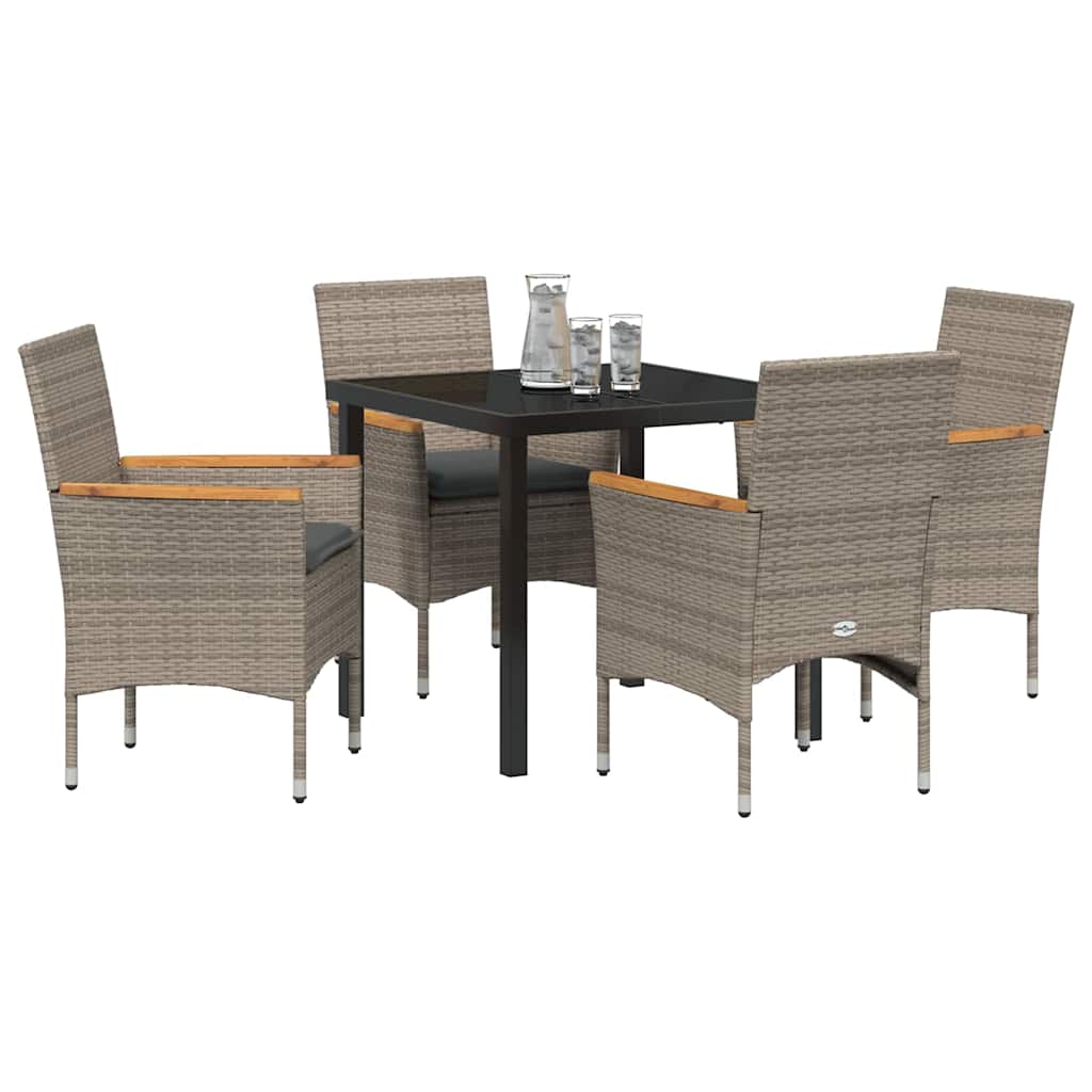 Have Spisebordssæt med pude 5 pcs Grå polyrattan