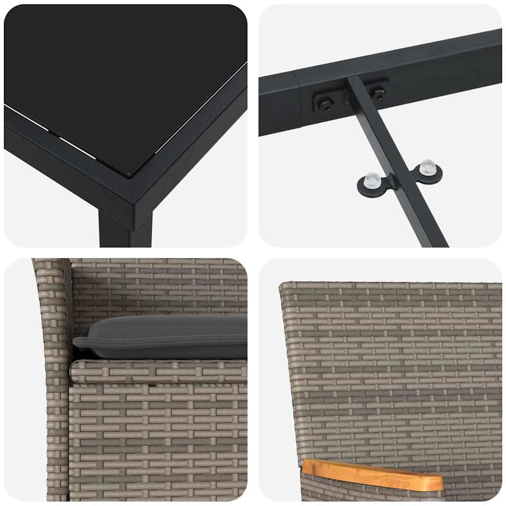 Have Spisebordssæt med pude 5 pcs Grå polyrattan