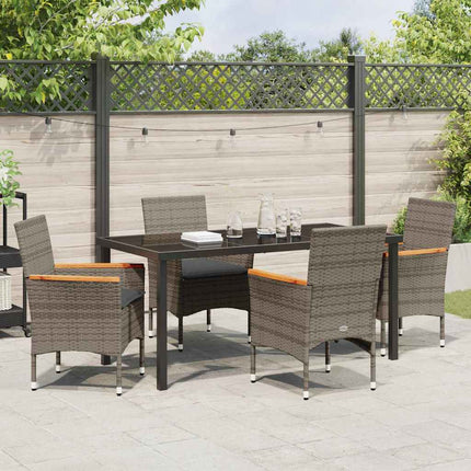 Have Spisebordssæt med pude 5 pcs Grå polyrattan