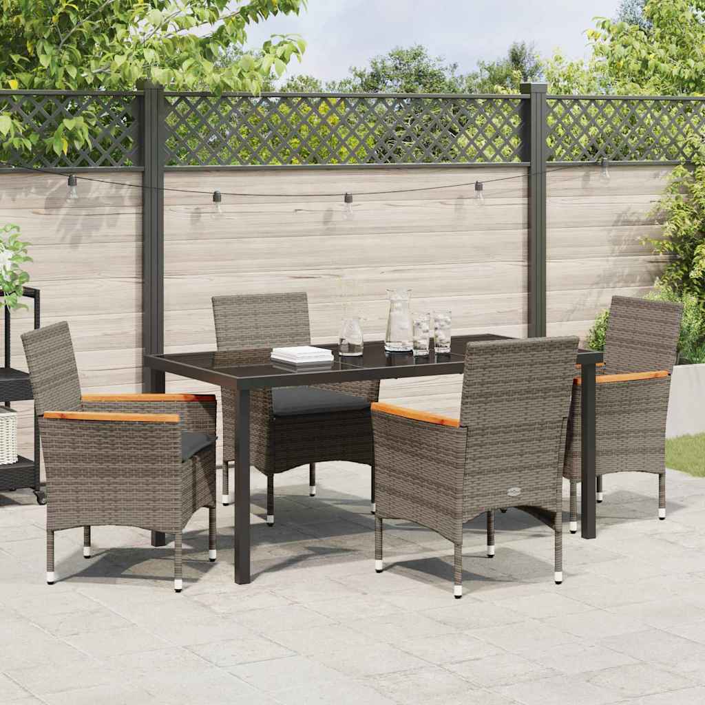 Have Spisebordssæt med pude 5 pcs Grå polyrattan
