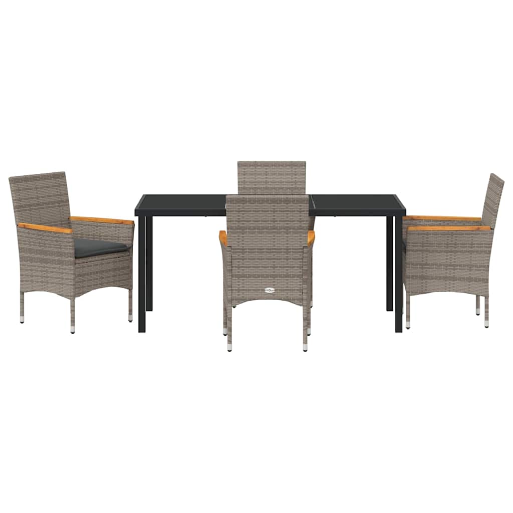Have Spisebordssæt med pude 5 pcs Grå polyrattan