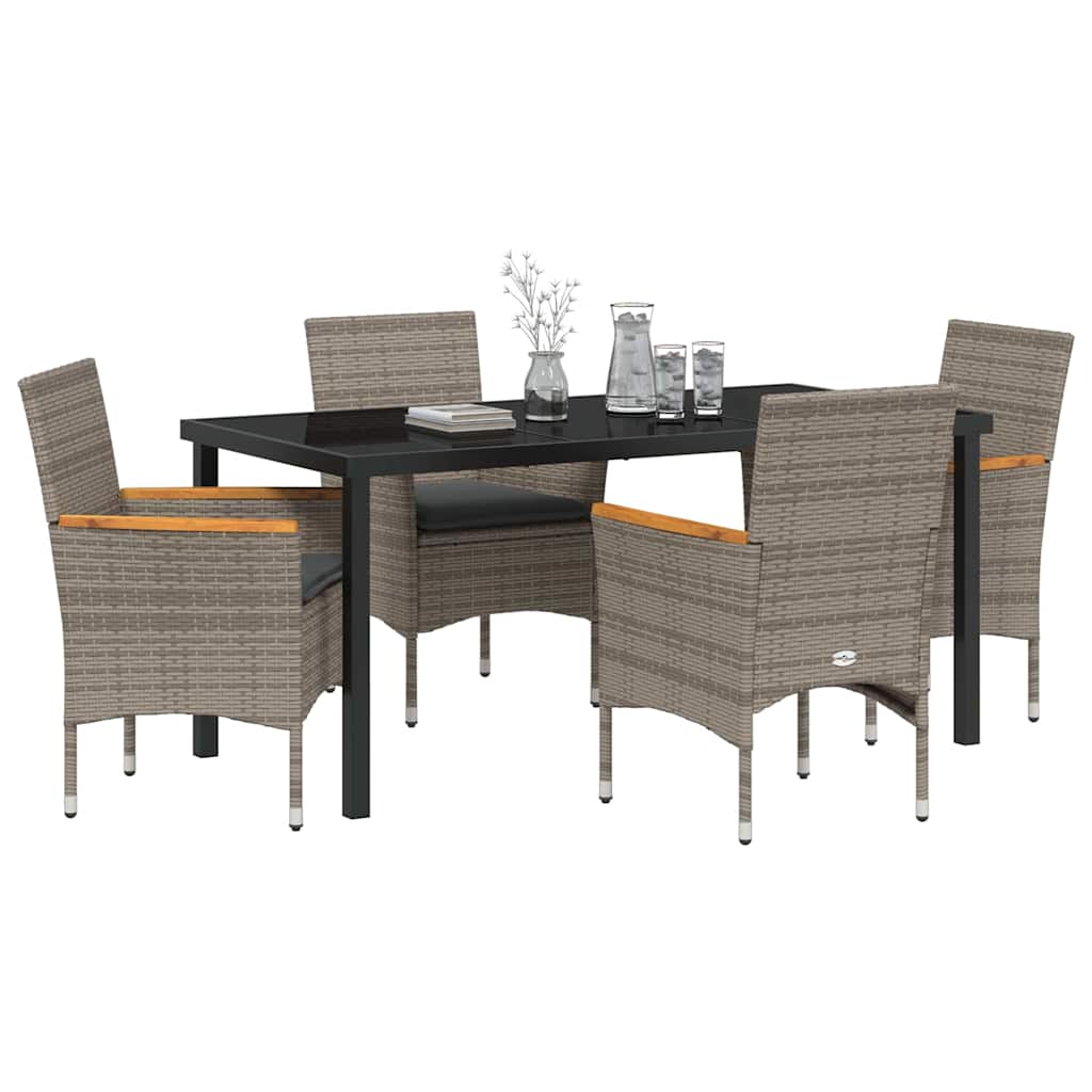 Have Spisebordssæt med pude 5 pcs Grå polyrattan