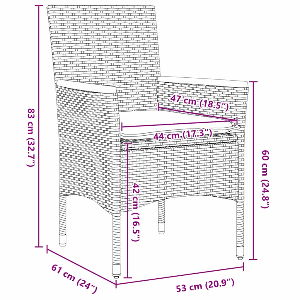 Have Spisebordssæt med pude 5 pcs Grå polyrattan