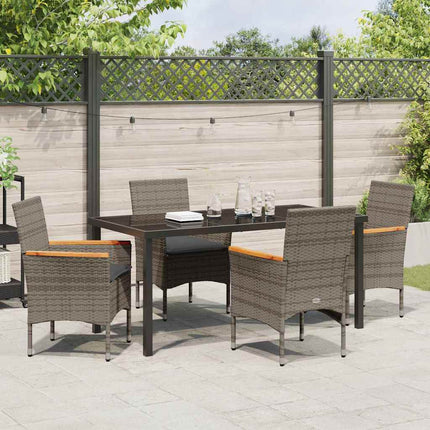 Have Spisebordssæt med pude 5 pcs Grå polyrattan
