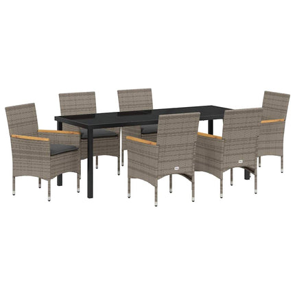 Have Spisebordssæt med pude 7 pcs Grå polyrattan