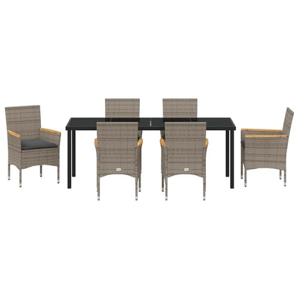 Have Spisebordssæt med pude 7 pcs Grå polyrattan