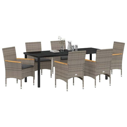 Have Spisebordssæt med pude 7 pcs Grå polyrattan