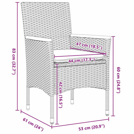 Have Spisebordssæt med pude 7 pcs Grå polyrattan