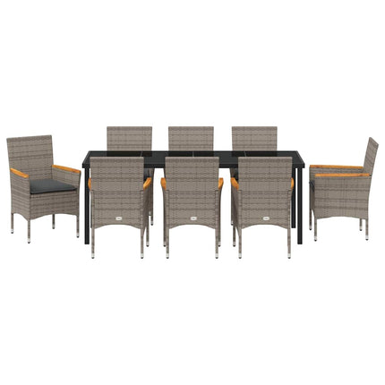 Have Spisebordssæt med pude 9 pcs Grå polyrattan