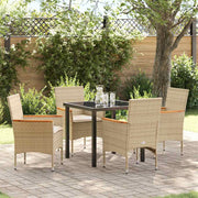 Have Spisebordssæt med pude 5 pcs Beige polyrattan