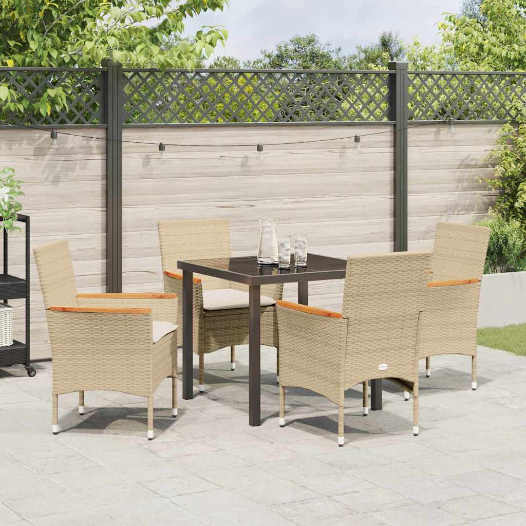 Have Spisebordssæt med pude 5 pcs Beige polyrattan
