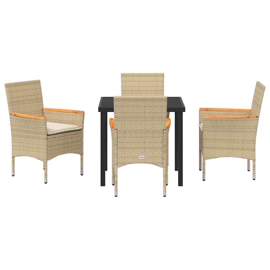 Have Spisebordssæt med pude 5 pcs Beige polyrattan