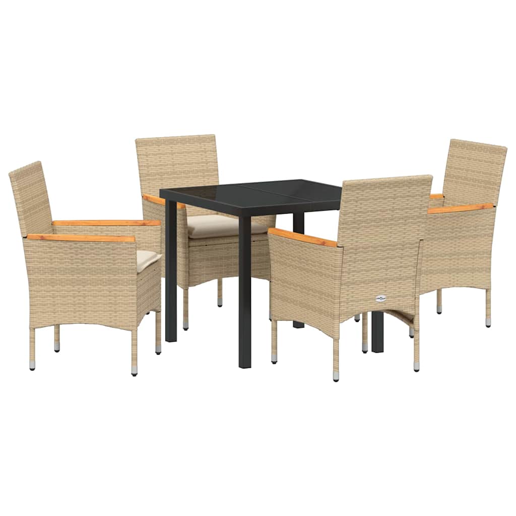 Have Spisebordssæt med pude 5 pcs Beige polyrattan