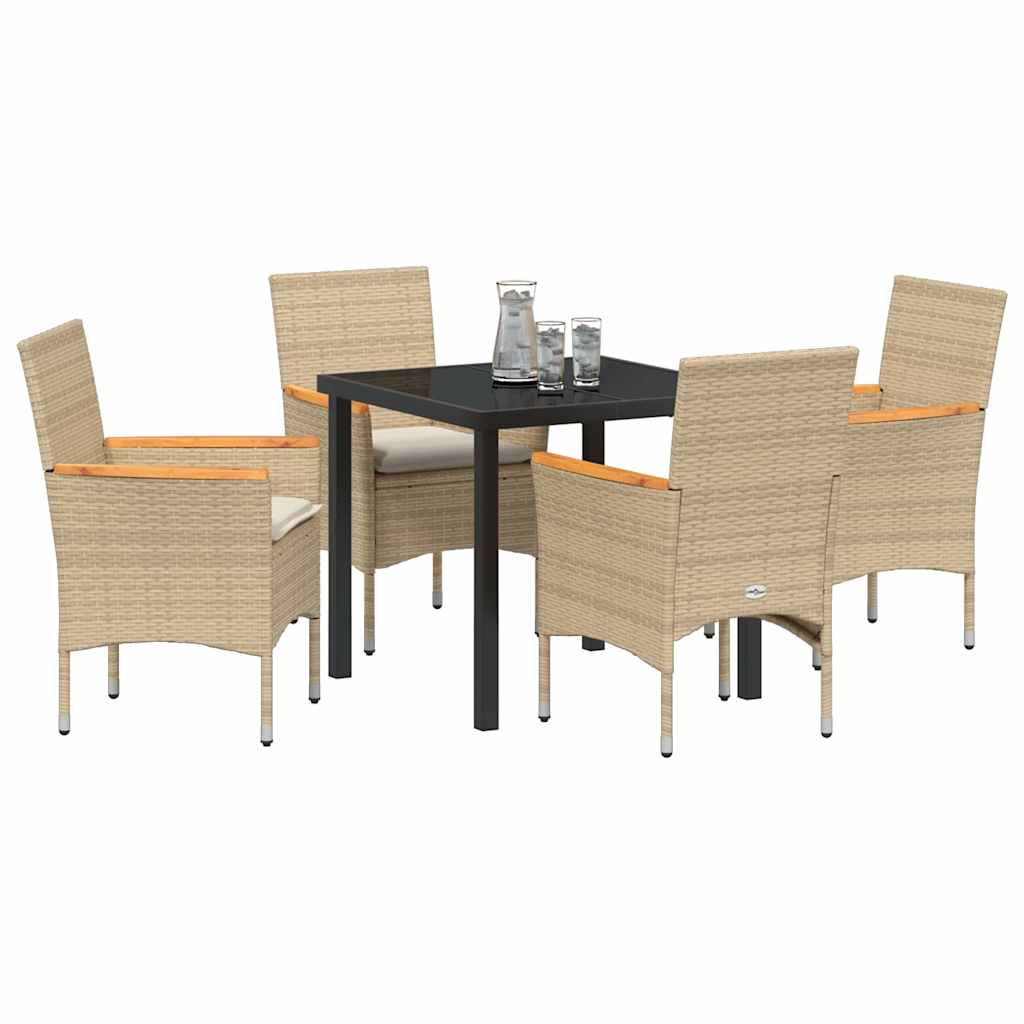 Have Spisebordssæt med pude 5 pcs Beige polyrattan