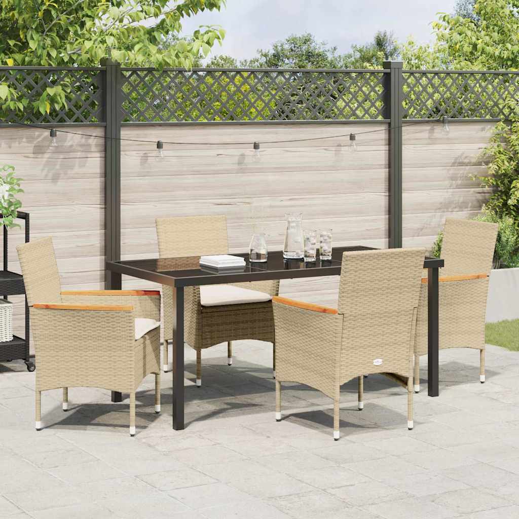 Have Spisebordssæt med pude 5 pcs Beige polyrattan
