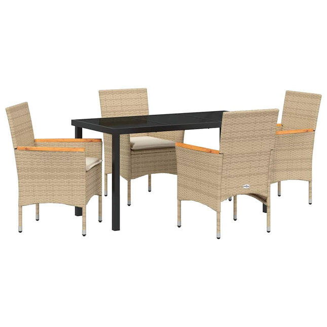 Have Spisebordssæt 5 stk. Beige polyrattan