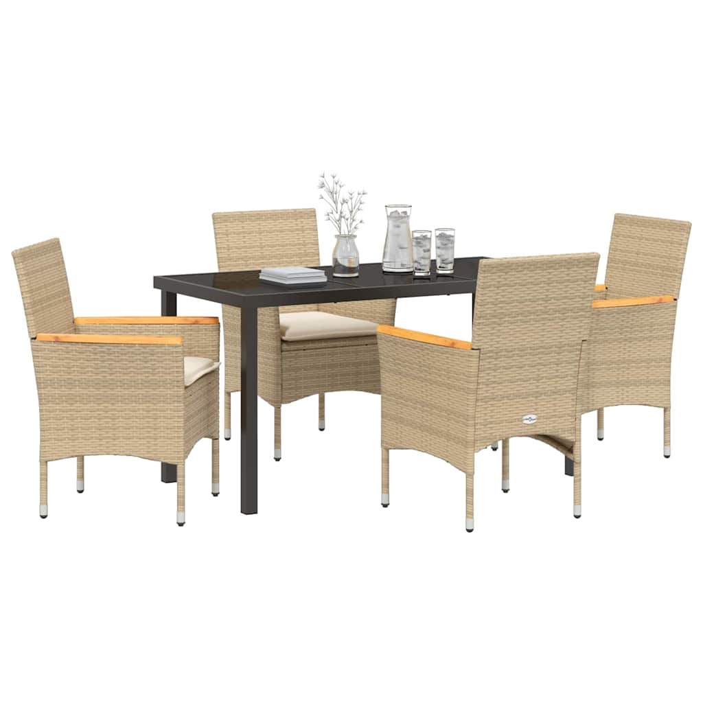 Have Spisebordssæt med pude 5 pcs Beige polyrattan