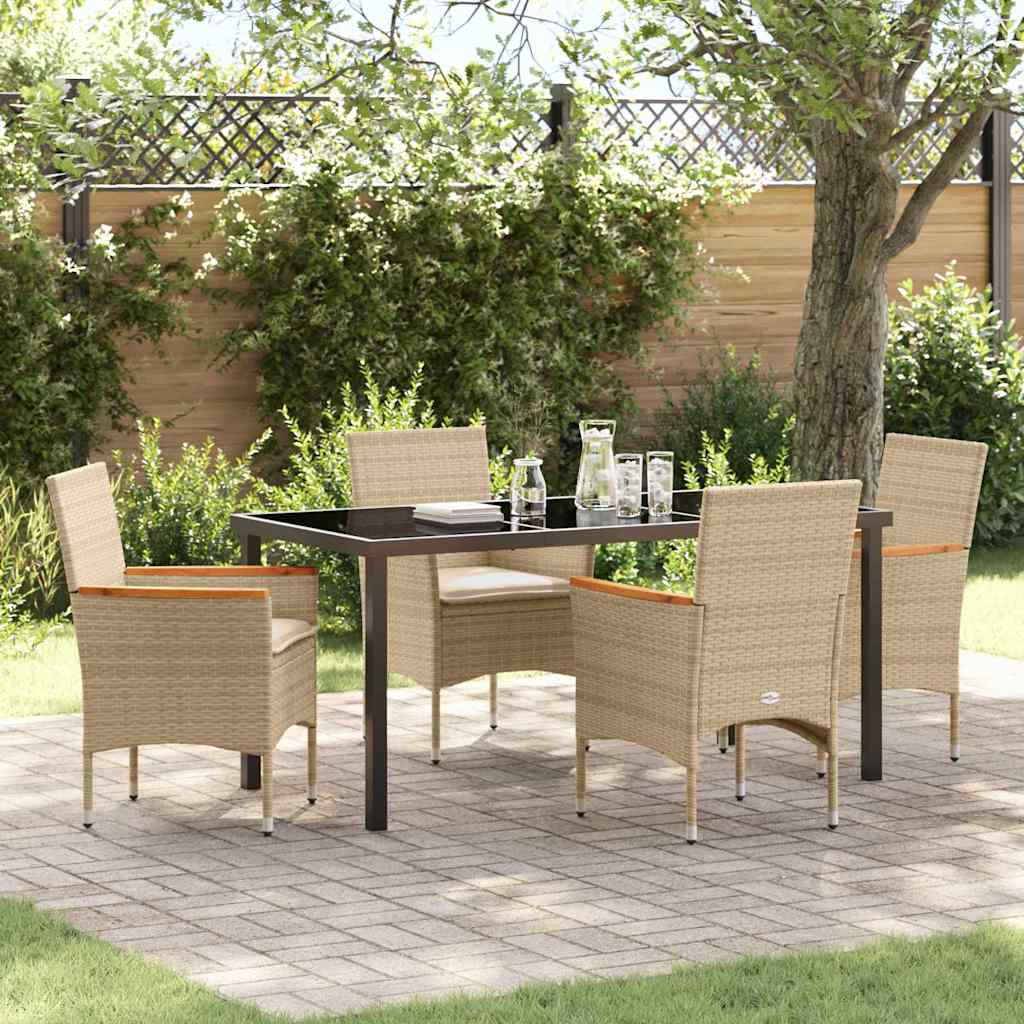 Have Spisebordssæt med pude 5 pcs Beige polyrattan