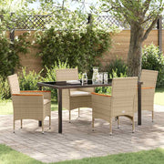 Have Spisebordssæt med pude 5 pcs Beige polyrattan