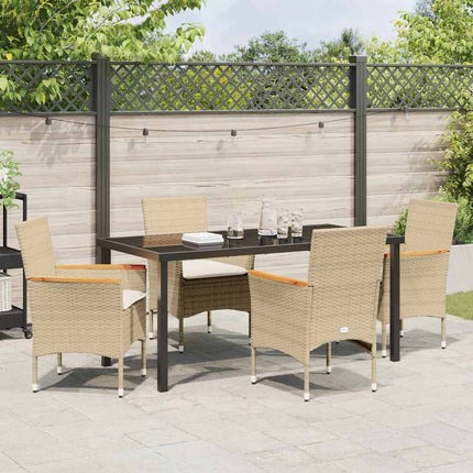Have Spisebordssæt med pude 5 pcs Beige polyrattan
