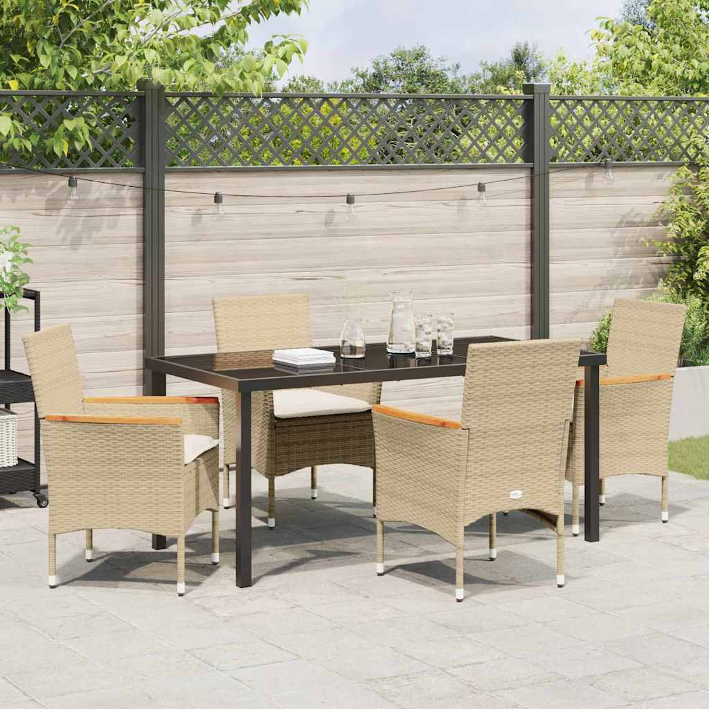 Have Spisebordssæt med pude 5 pcs Beige polyrattan