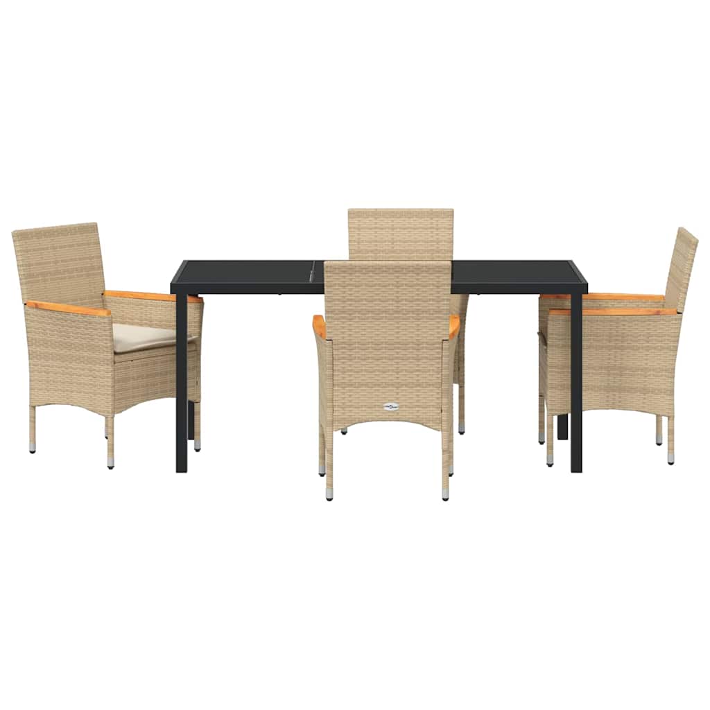 Have Spisebordssæt med pude 5 pcs Beige polyrattan