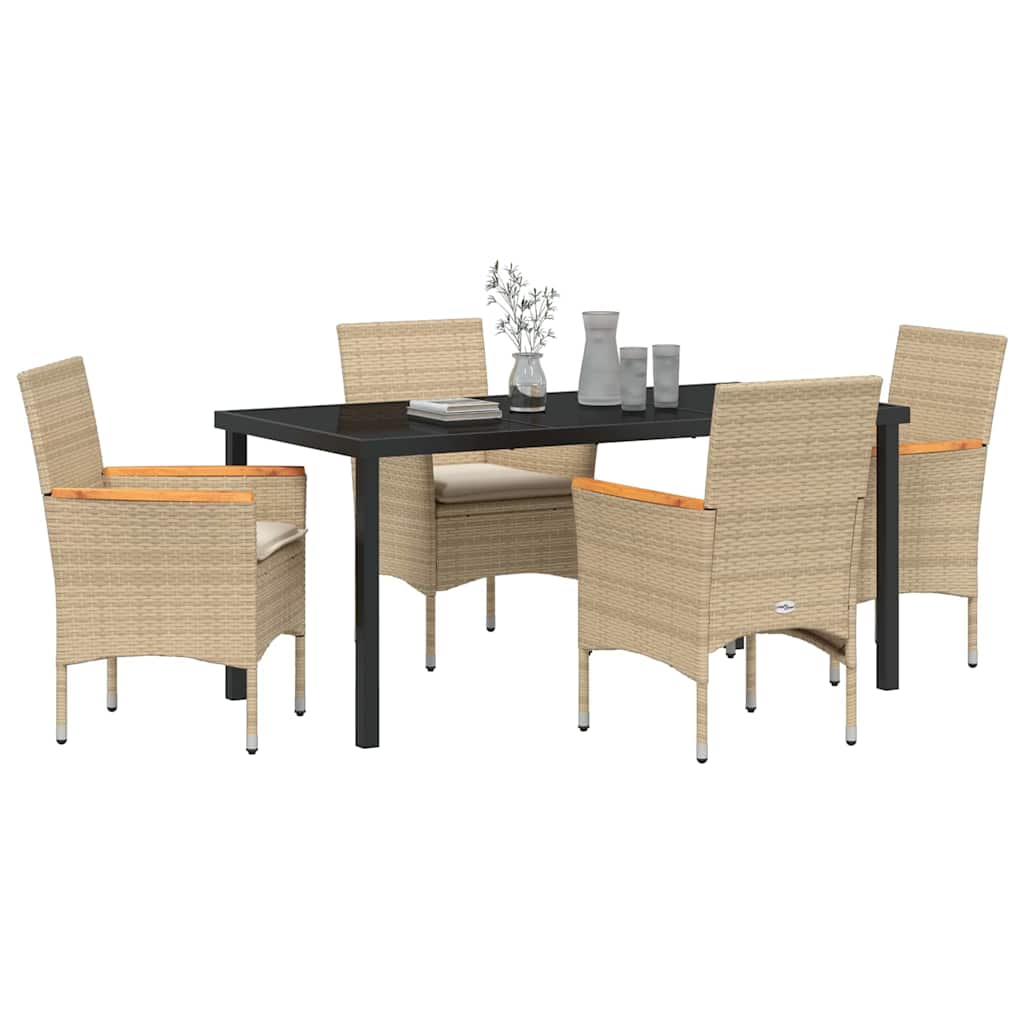 Have Spisebordssæt med pude 5 pcs Beige polyrattan