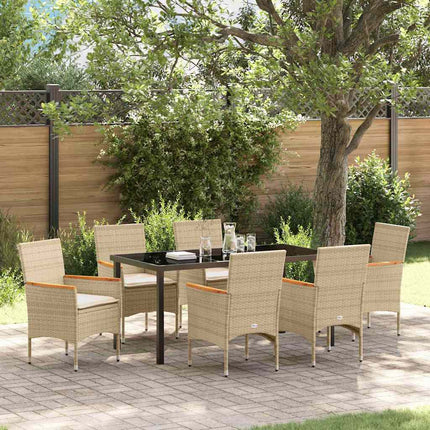 Have Spisebordssæt med pude 7 pcs Beige polyrattan