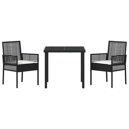 Have Spisebordssæt med pude 3 pcs Sort polyrattan