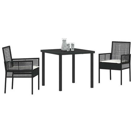 Have Spisebordssæt med pude 3 pcs Sort polyrattan