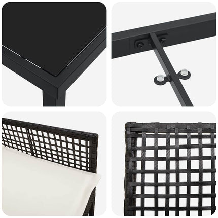 Have Spisebordssæt med pude 5 pcs Sort polyrattan