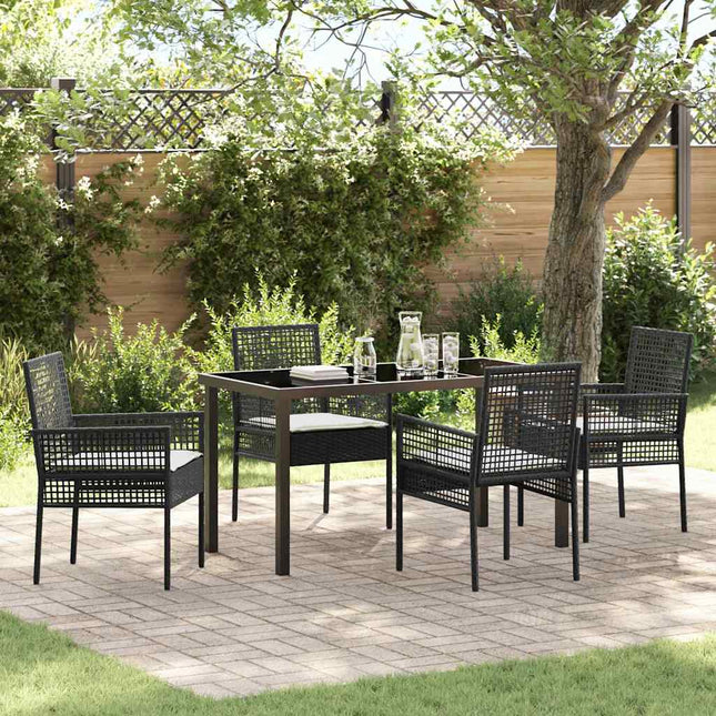Have Spisebordssæt 5 stk. Sort polyrattan