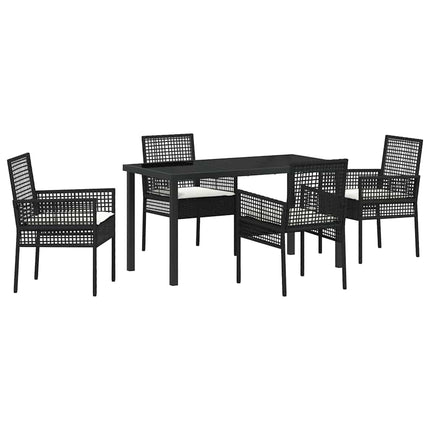 Have Spisebordssæt med pude 5 pcs Sort polyrattan