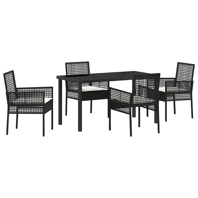 Have Spisebordssæt 5 stk. Sort polyrattan