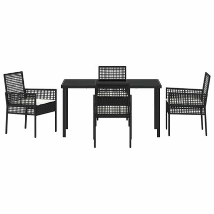 Have Spisebordssæt med pude 5 pcs Sort polyrattan
