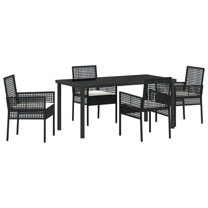 Have Spisebordssæt med pude 5 pcs Sort polyrattan
