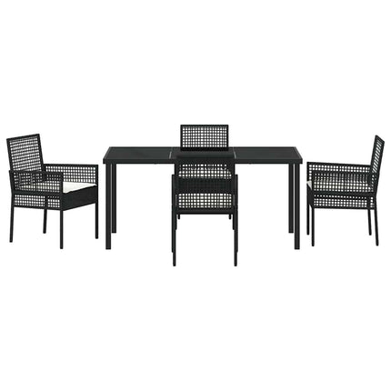 Have Spisebordssæt med pude 5 pcs Sort polyrattan
