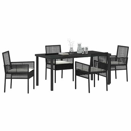 Have Spisebordssæt med pude 5 pcs Sort polyrattan