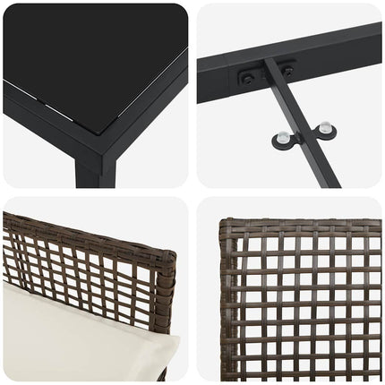 Have Spisebordssæt med pude 3 pcs Brun polyrattan